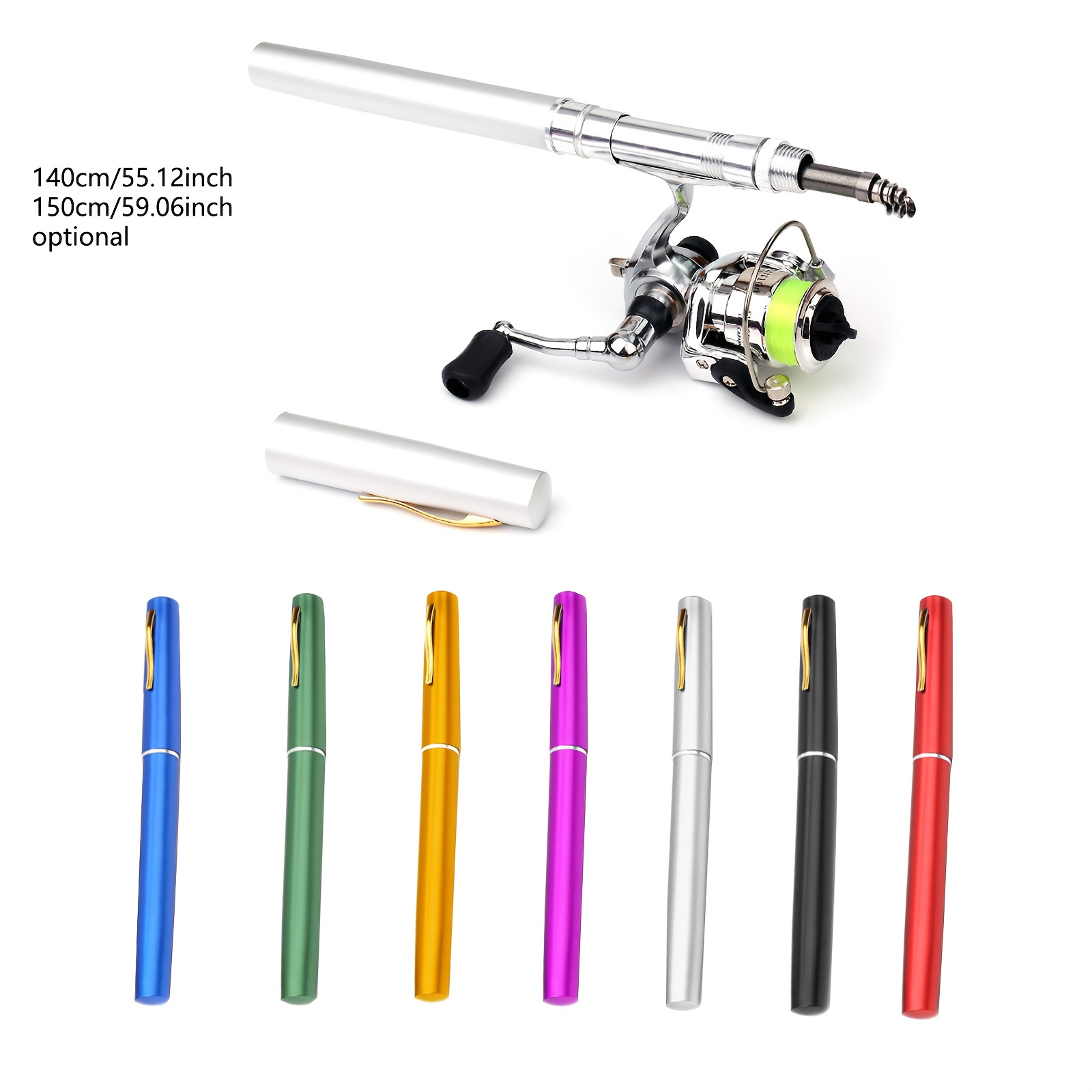 Two-Piece Pen Fishing Rod Set - Mini Portable Fishing Rod with Reel, Fits in Pocket, Folded Length 20.57 cm - Suitable for   Fishing   -   Gift, 140.0 cm or 150.01 cm, Mini Fishing Rod, Fishing Rod And Reel Combo