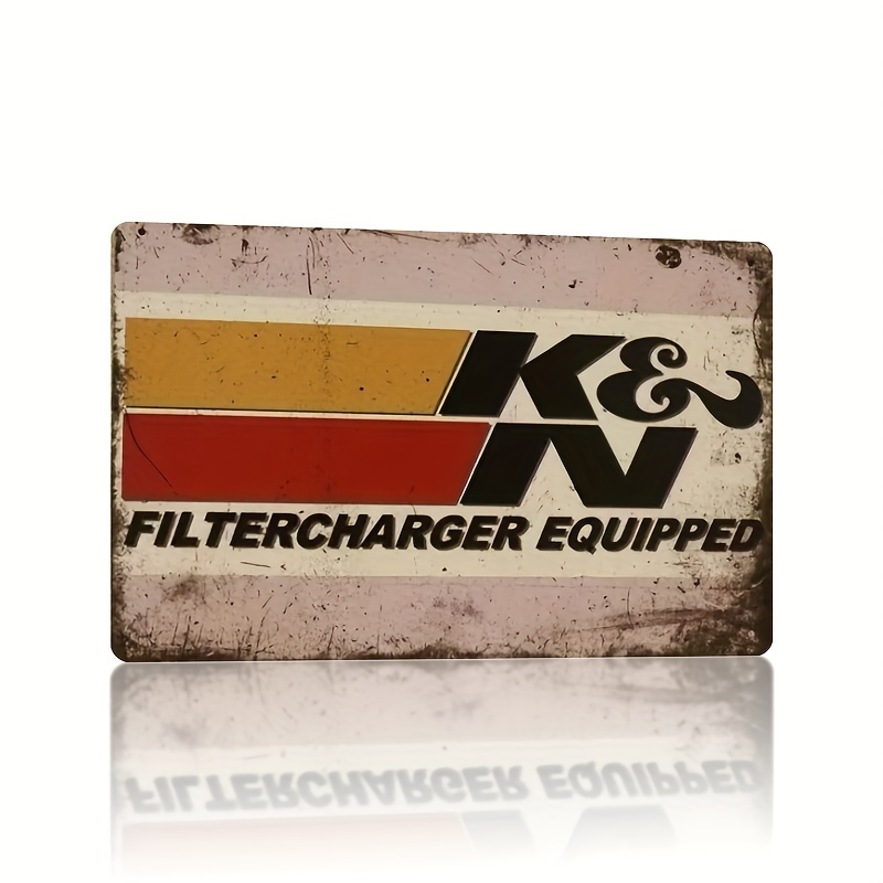 

Vintage K&n Filter Charger Equipped Tin Sign - 11.8" X 30cm, Gauged Steel, Pre-drilled, Waterproof, Weather Resistant, 4 Pin Holes, Suitable For Auto Enthusiasts And Home Decor