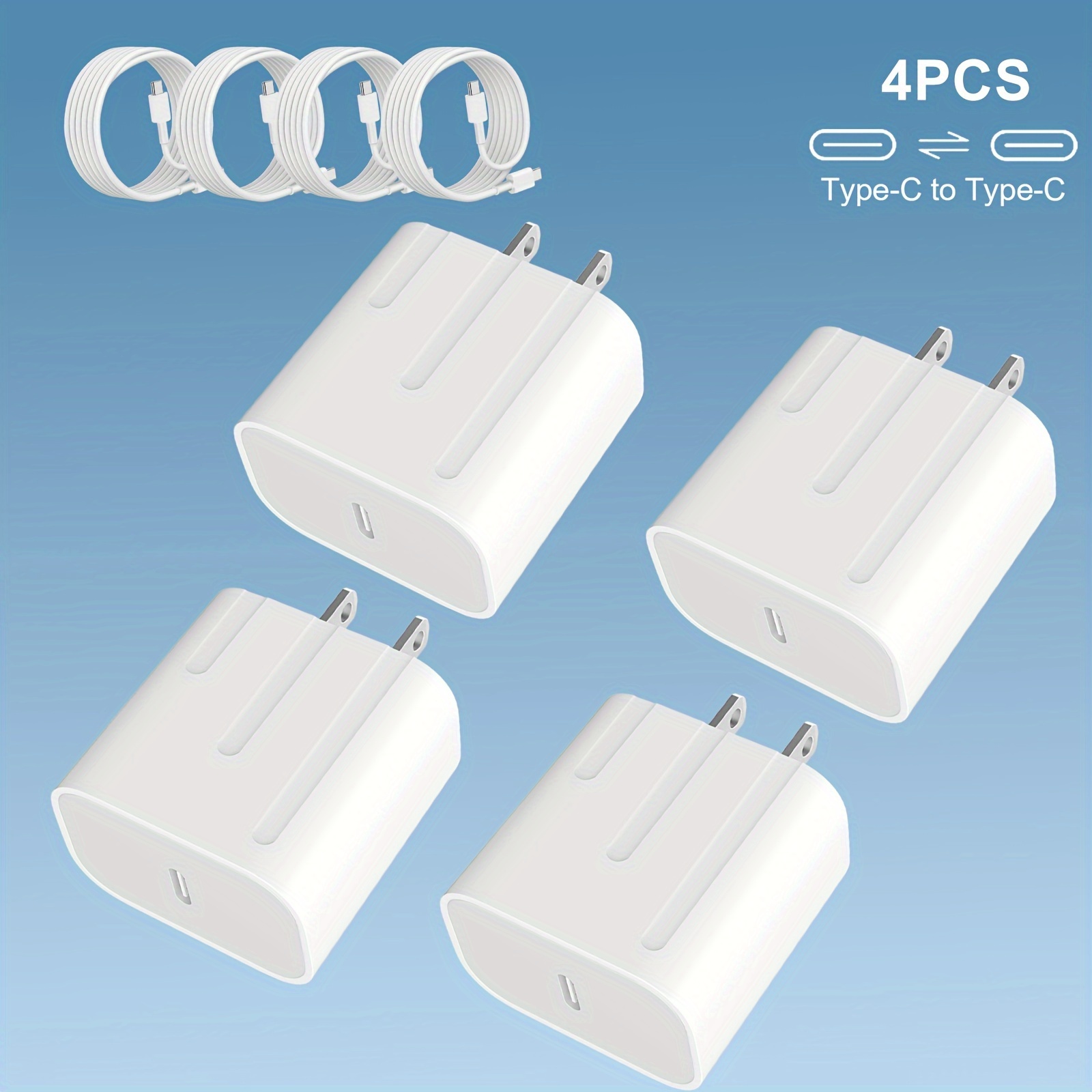 

4pcs For Iphone Charger Super Fast Charging Ipad Charger Usb C Wall Charger Fast Charging 4ft Cable