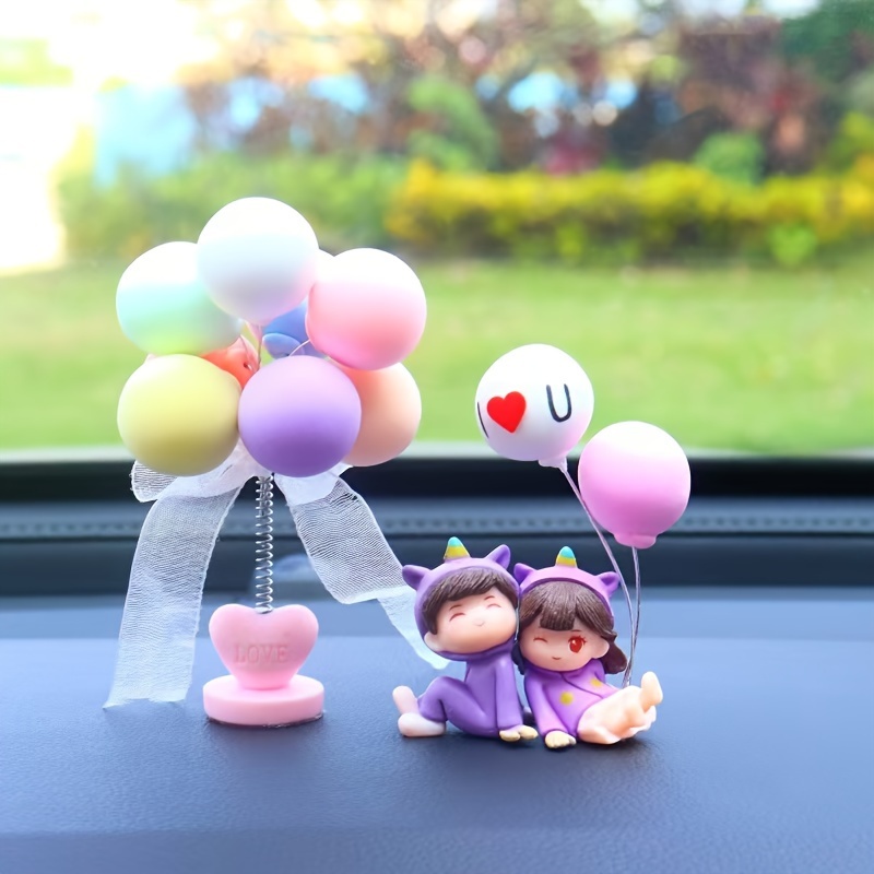 

Love Inspired, Adorable Purple & Couple Figurines Balloons - Cute Car Dashboard Decoration For Romantic Interior, Decorative Car Item|cartoon Style Couple|