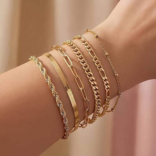 6pcs elegant fashion stainless steel bracelet set womens bracelet fashion jewelry bracelet suitable for daily party party wear waterproof and durable bracelet high quality jewelry bracelet set