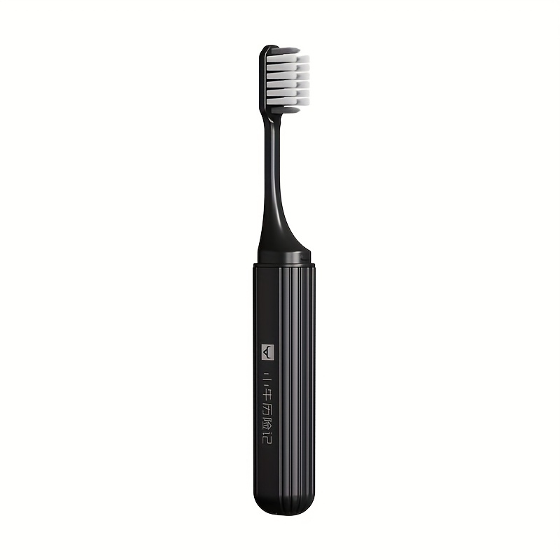 Image of Portable Travel Toothbrush For Adults, Dental Cleaning With Case, Detachable Bristles, Design, Compact Storage, Manual Oral Care Brush For Business And Home Use, Black & White
