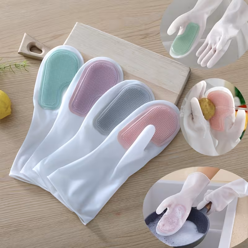 1 pair of dishwashing gloves multi functional magic scrubber household dishwashing gloves for kitchen cleaning and household use for washing clothes and dishes Product details 1