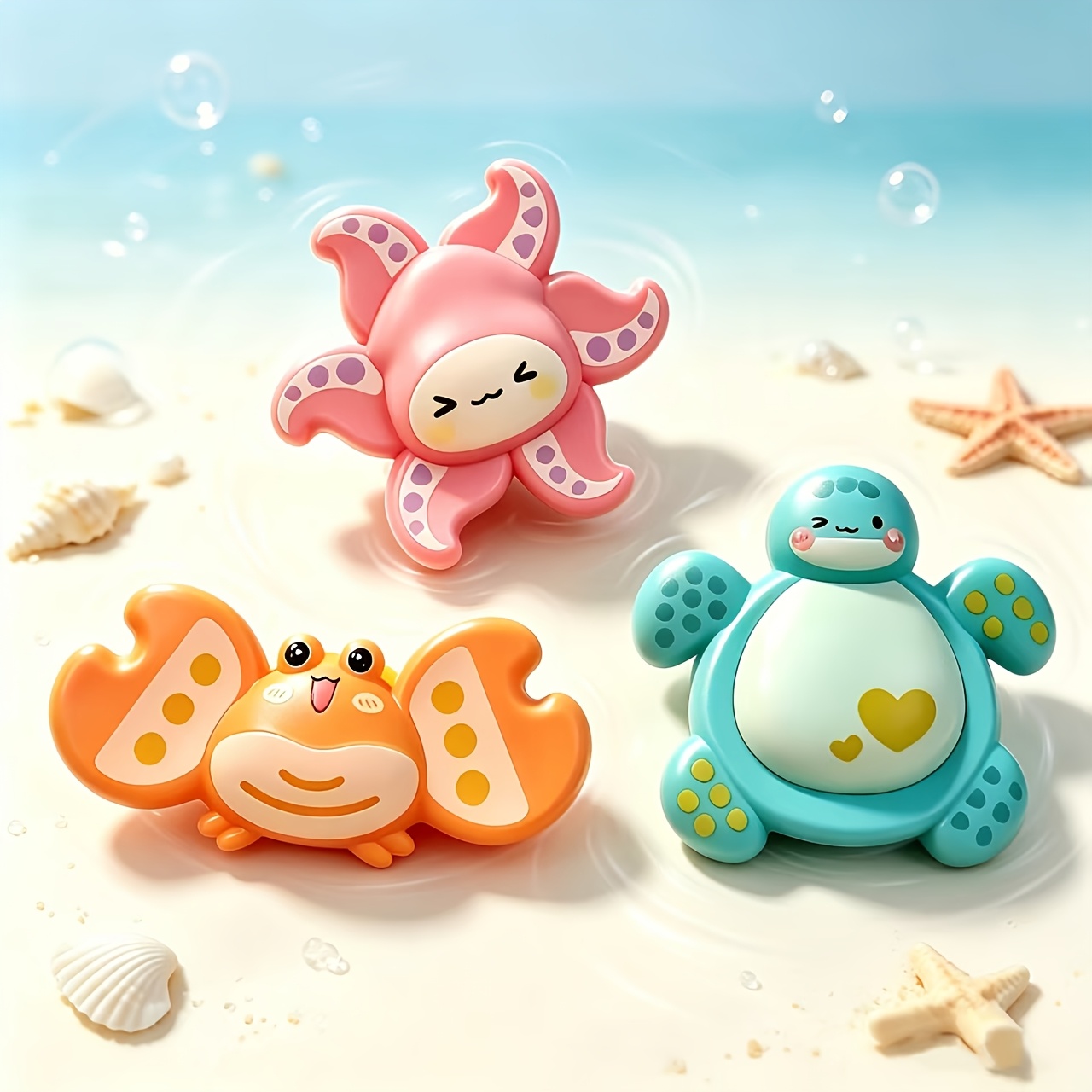 Cartoon Ocean Animal Suction Cup Spinning Toy for Bath