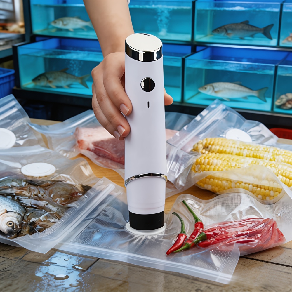 portable electric smart vacuum sealer with food storage bag mini electric air pump vacuum machine suitable for   travel real vacuum sealing and preserver