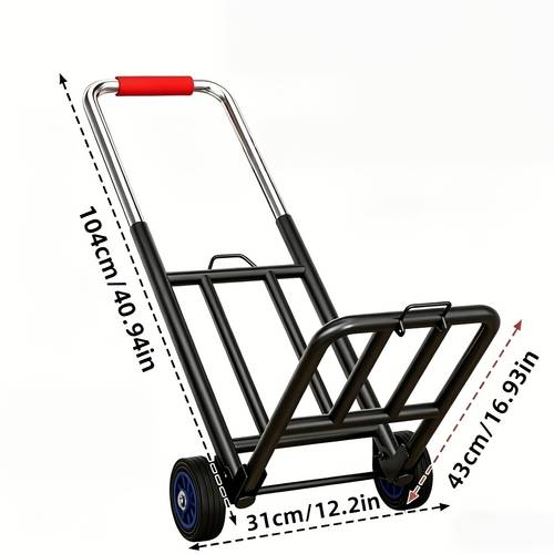 durable heavy duty adjustable height folding hand truck with wheels lightweight portable utility cart for home shopping luggage and outdoor use multifunctional folding trolley sturdy wheels foldable hand truck