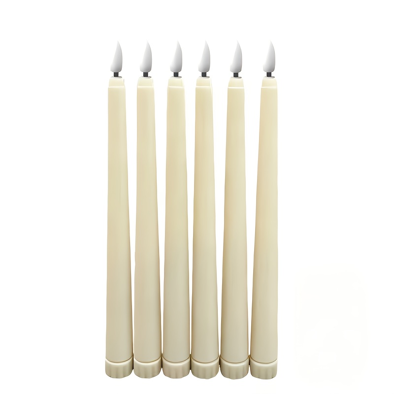 TEMU Set da 6 candele LED affusolate senza fiamma, candele a gambo , a batteria con fiamma 3D, sicure senza di , candele elettriche finte realistiche