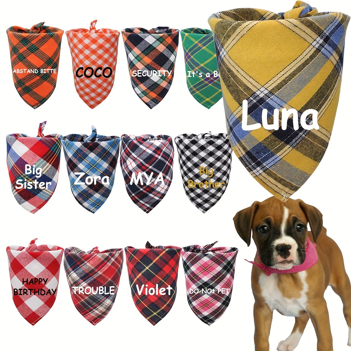 

Customized Grid Triangle Pet Scarf, Dog Triangle Scarf, Pet Scarf, Cat Drool Scarf Accessory, Private Customized Scarf, Polyester Material