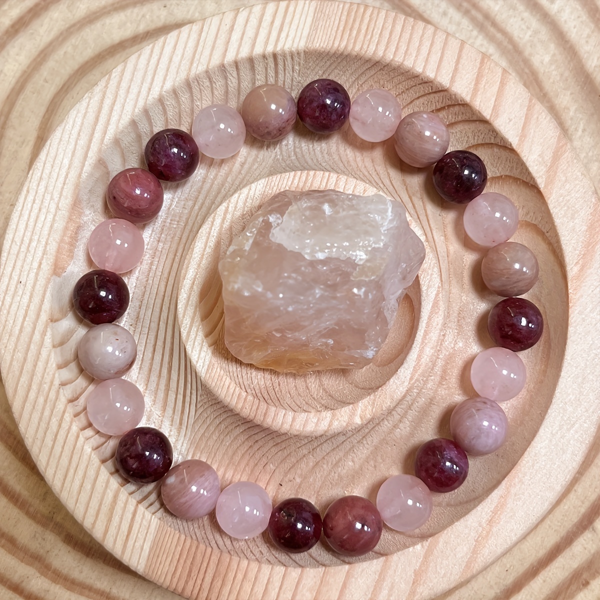 Women's Handmade Rhodonite, Garnet & Rose Quartz Natural Stone Bracelet