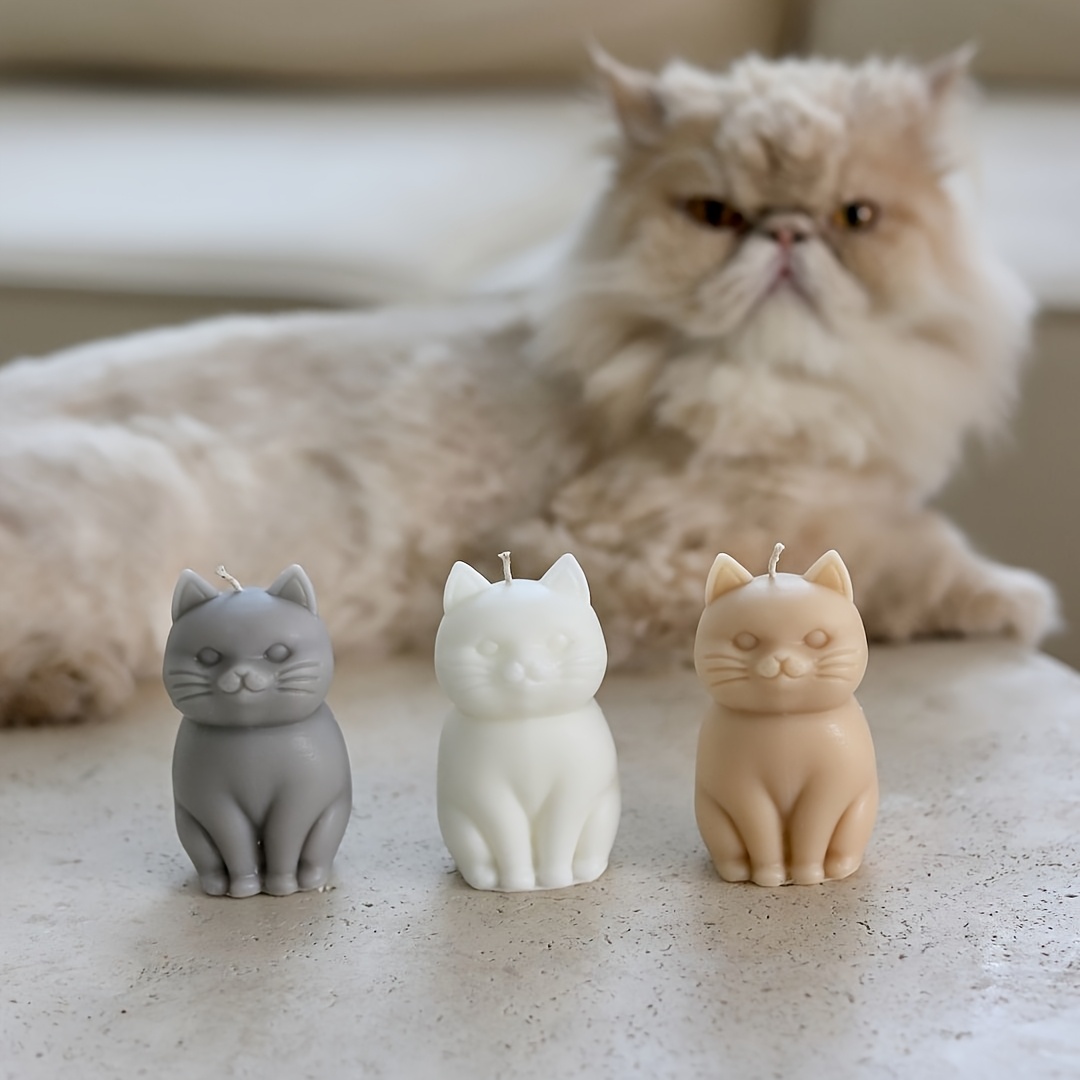 

1pc 3d Sitting Cat Candle Silicone Mold, Animal Aromatherapy Silicone Mold For Diy Chocolate Fondant Cake Baking Mold, Polymer Clay Wax Melt Resin Art Crafts