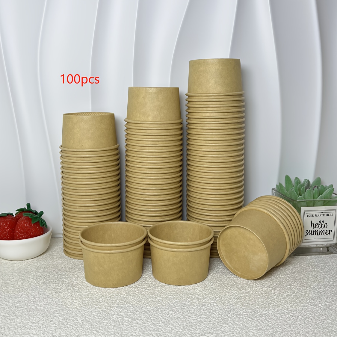Image of 50/100pcs, 2 Oz Thick Paper Ice Cream Disposable Paper Bowl, Small Paper Bowl, Suitable For Small Party Ice Cream Paper Bowl Dipping Paper Bowl