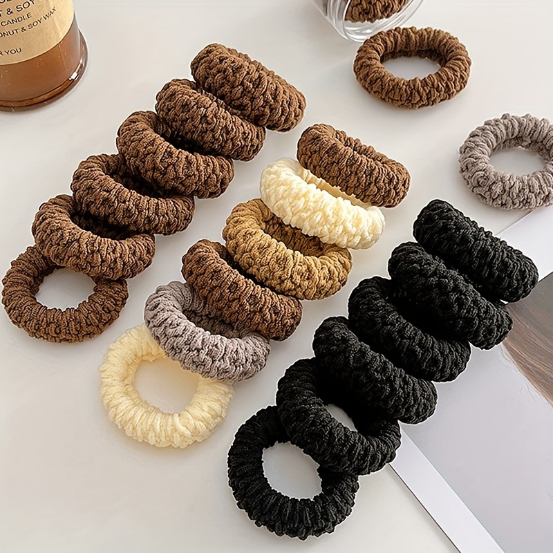 

12pcs Elegant & Simple Knit-style Hair Ties - Seamless, High- Ponytail Holders For Women & Girls | , No-damage Hair Bands In Assorted Colors