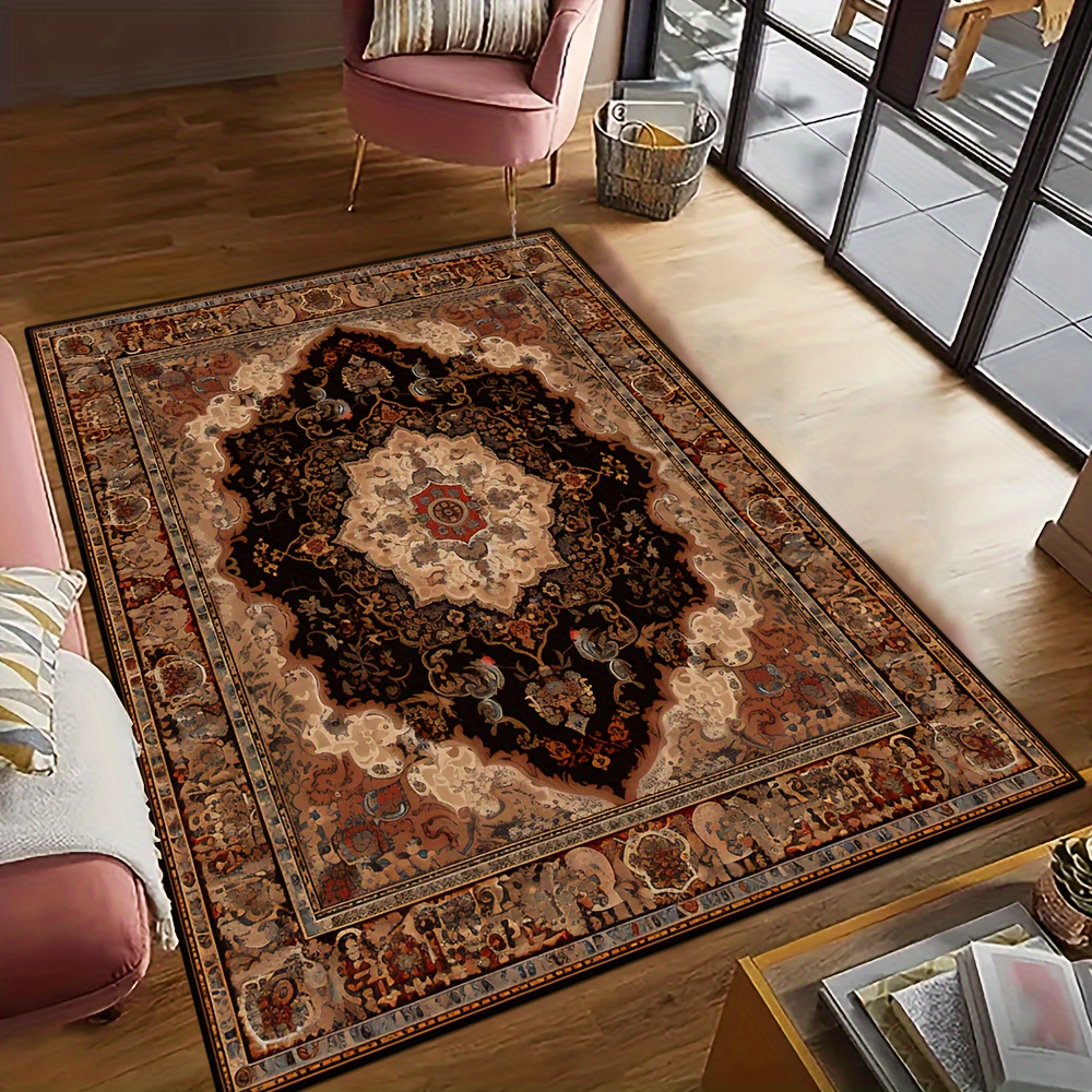 

Persian Style Retro Printing Rug: Non-slip, Water Washable, And Machine Washable - Perfect For Living Room, Bedroom, Or Outdoor Spaces