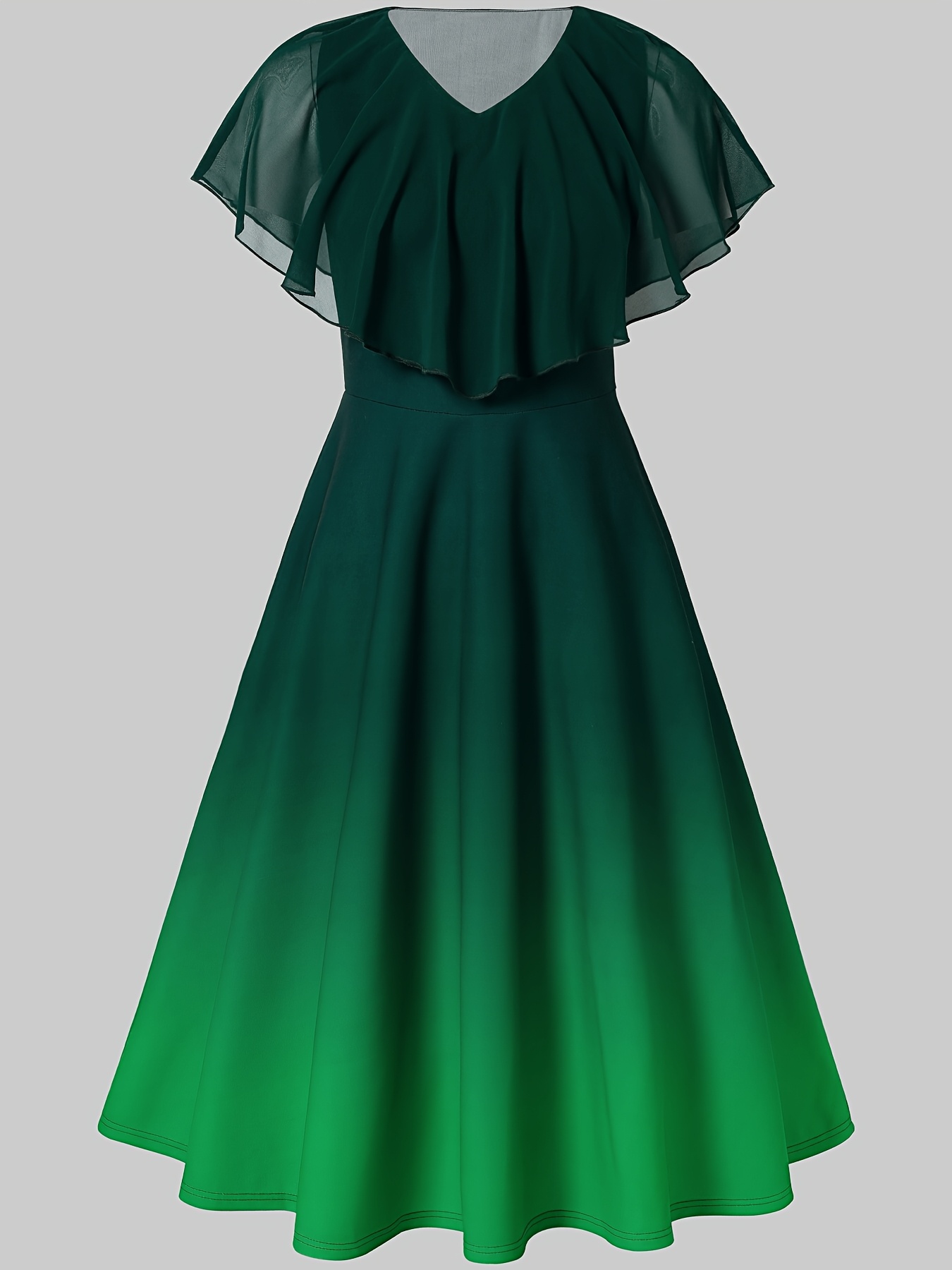 green emerald velvet dress Green Gradient Chiffon Sweetheart Neckline A-Line Prom Dresses – Sassymyprom main image 0