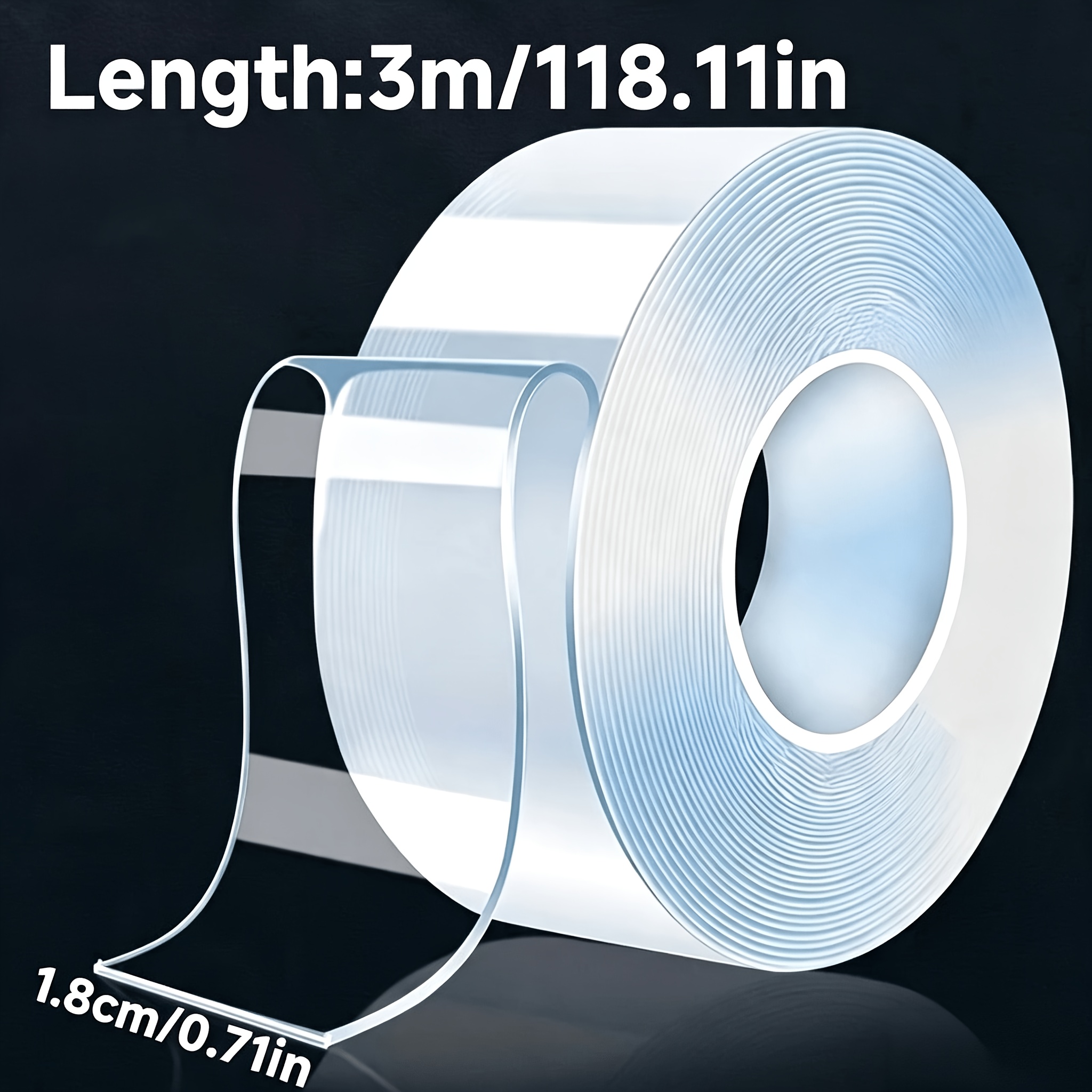 Image of 4pcs Of Strong Double-sided Tape - 300cm Long, Transparent,, Suitable For Home Decoration, Wall Stickers, Appliances, Etc