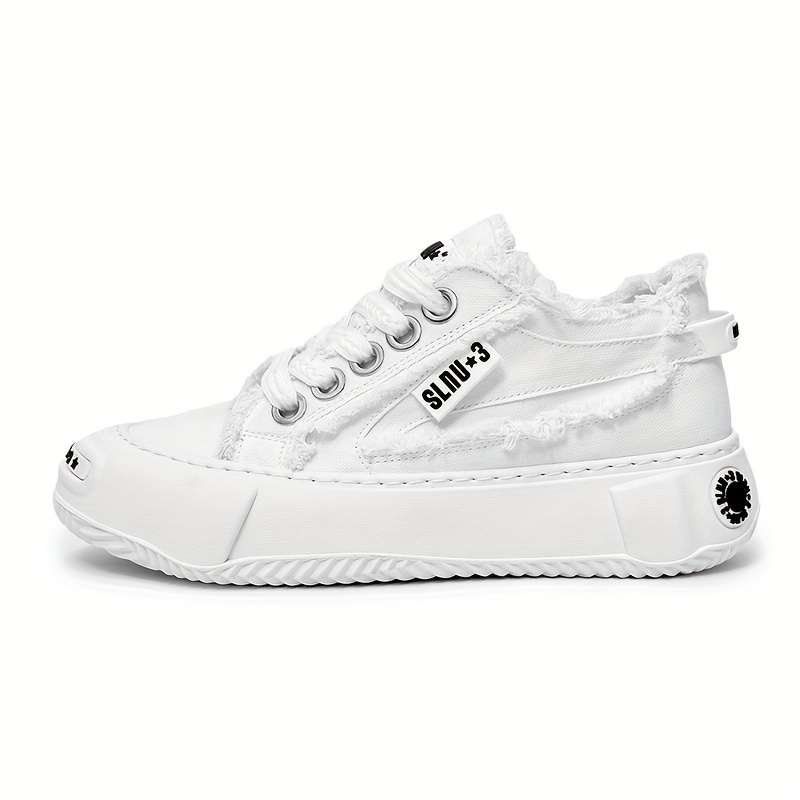 *'s Casual Canvas Sneakers Versatile Thick Sole, Lace-Up Streetwear  Shoes