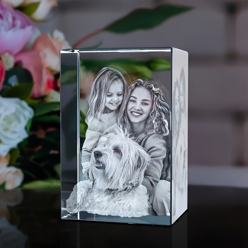 TEMU A Laser-engraved Crystal Glass Figurine Ornament, Featuring Engraved Photos Of Pets, Family, , , Or Scenery. Suitable As A Christmas Gift,