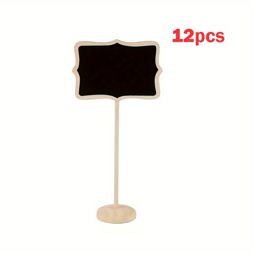 Image of 6/12pcs Mini Blackboard With Stand, Display Message Board, Small Drawing Board, Wooden Blackboard For Weddings, Birthday Parties, Table Numbers, Food Signs, Event Decoration