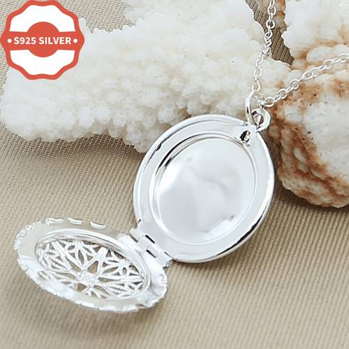 925 hypoallergenic round mesh frame necklace box chain hollow out circular mesh pendant statement hip hop collarbone chain suitable as a gift for present for women anti tarnish box
