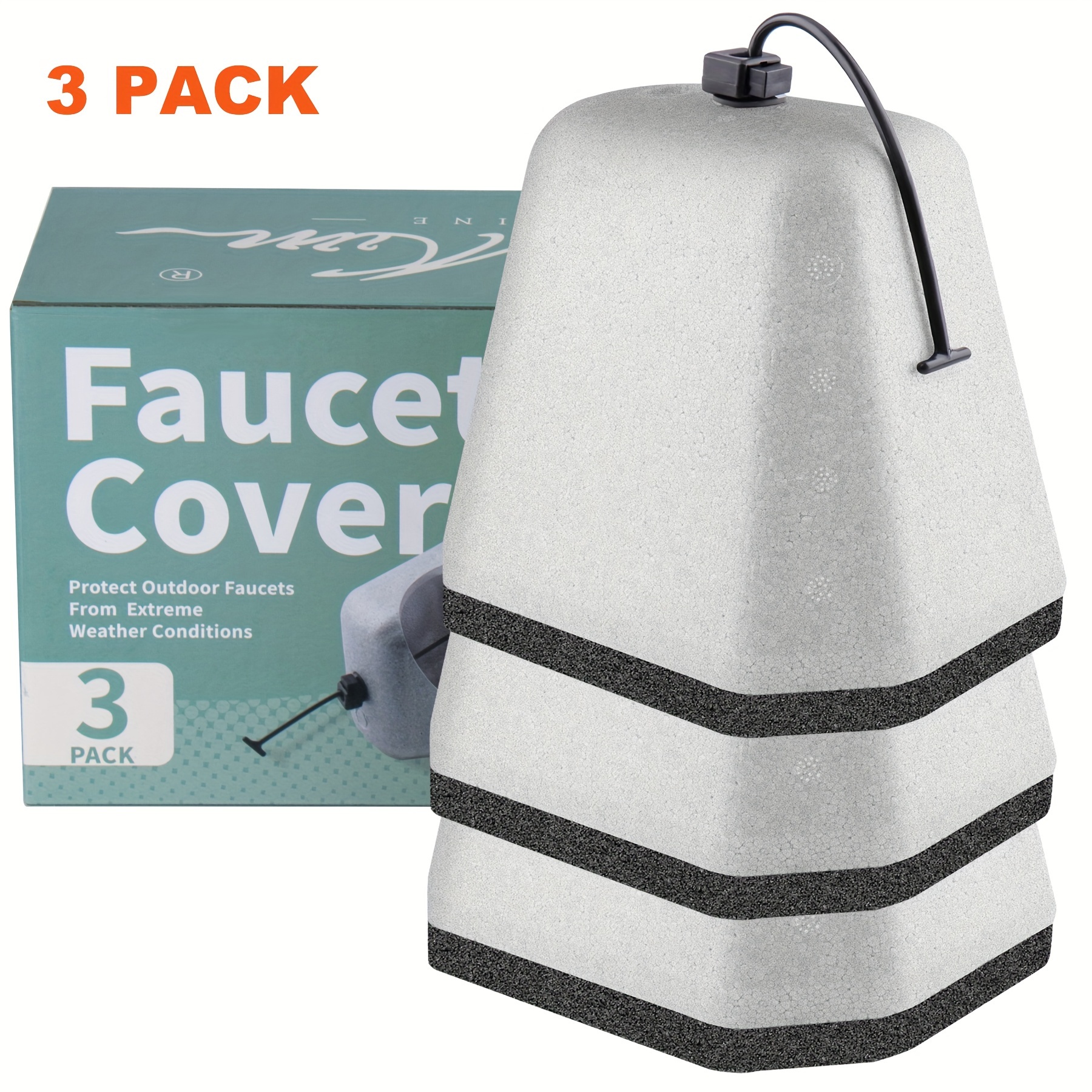 

3 Pack Outdoor Faucet Covers: The Eps Foam - Your Outdoor Faucets From Freezing Temperatures