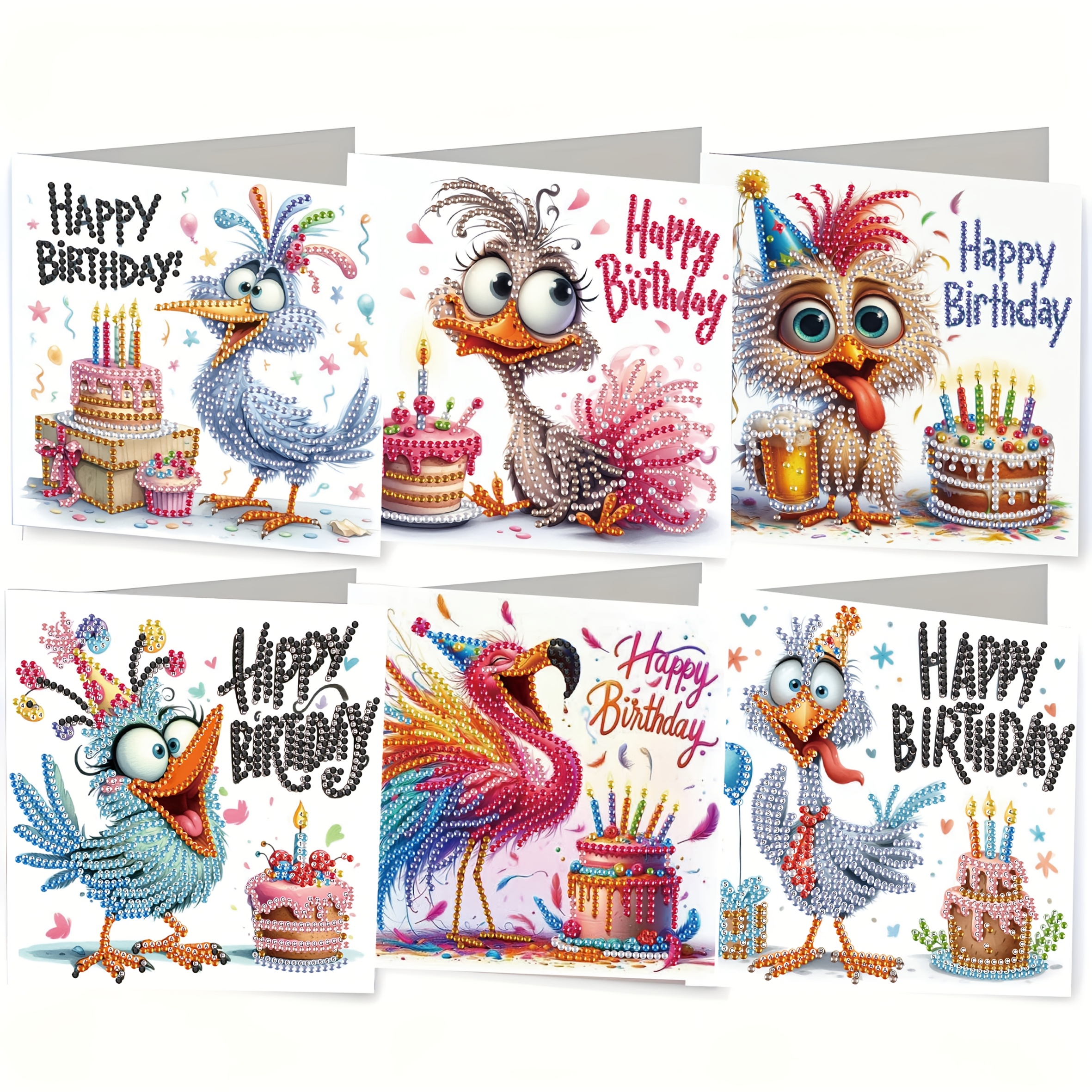 

6pcs Birthday Themed Diamond Painted Greeting Card Set - To , And Make This Unique Handmade Gift Set The For Gifts.