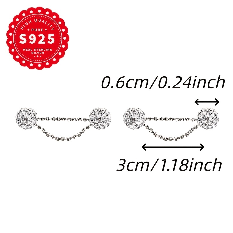 Women's S925 Sterling Silver Shambhala Double-Chain Stud Earrings