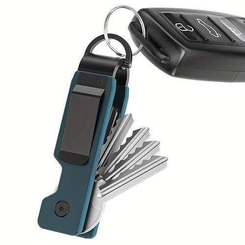 Artikelbild kompakter metall-schlüsselhalter, der 2-6 schlüssel sicher aufbewahrt, mit einem schlanken design, das für männer und frauen ist. dieser schlüssel-organizer aus aluminiumlegierung wird mit einem sicherheitsverschluss geliefert.