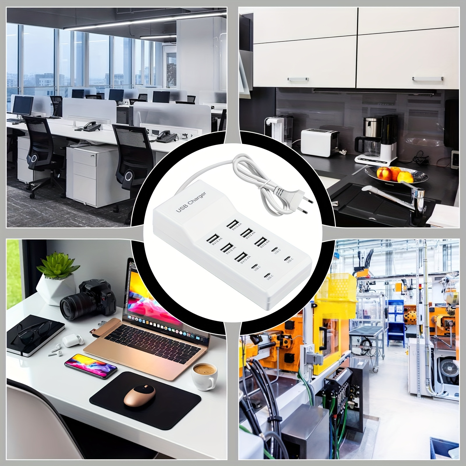 10 port gan usb charging station w eu charging for multiple devices safety certified Product details 7