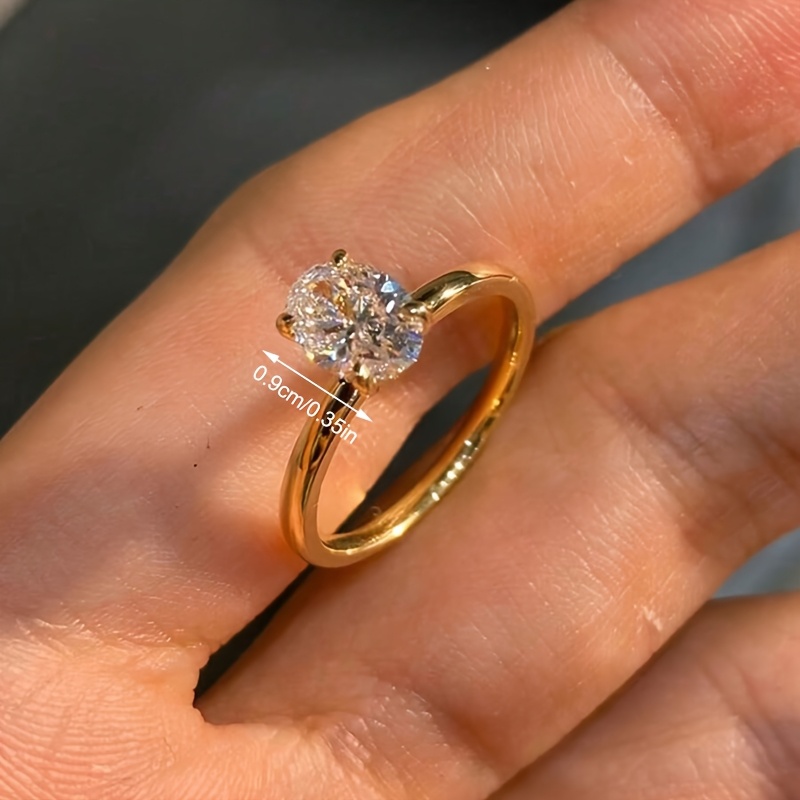 Oval Cut Cubic Zirconia Copper Solitaire Ring for Women