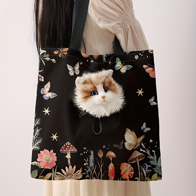 

Double- Tote Bag, Portable Pet & Small - Polyester Shoulder Bag No-closure, Printed