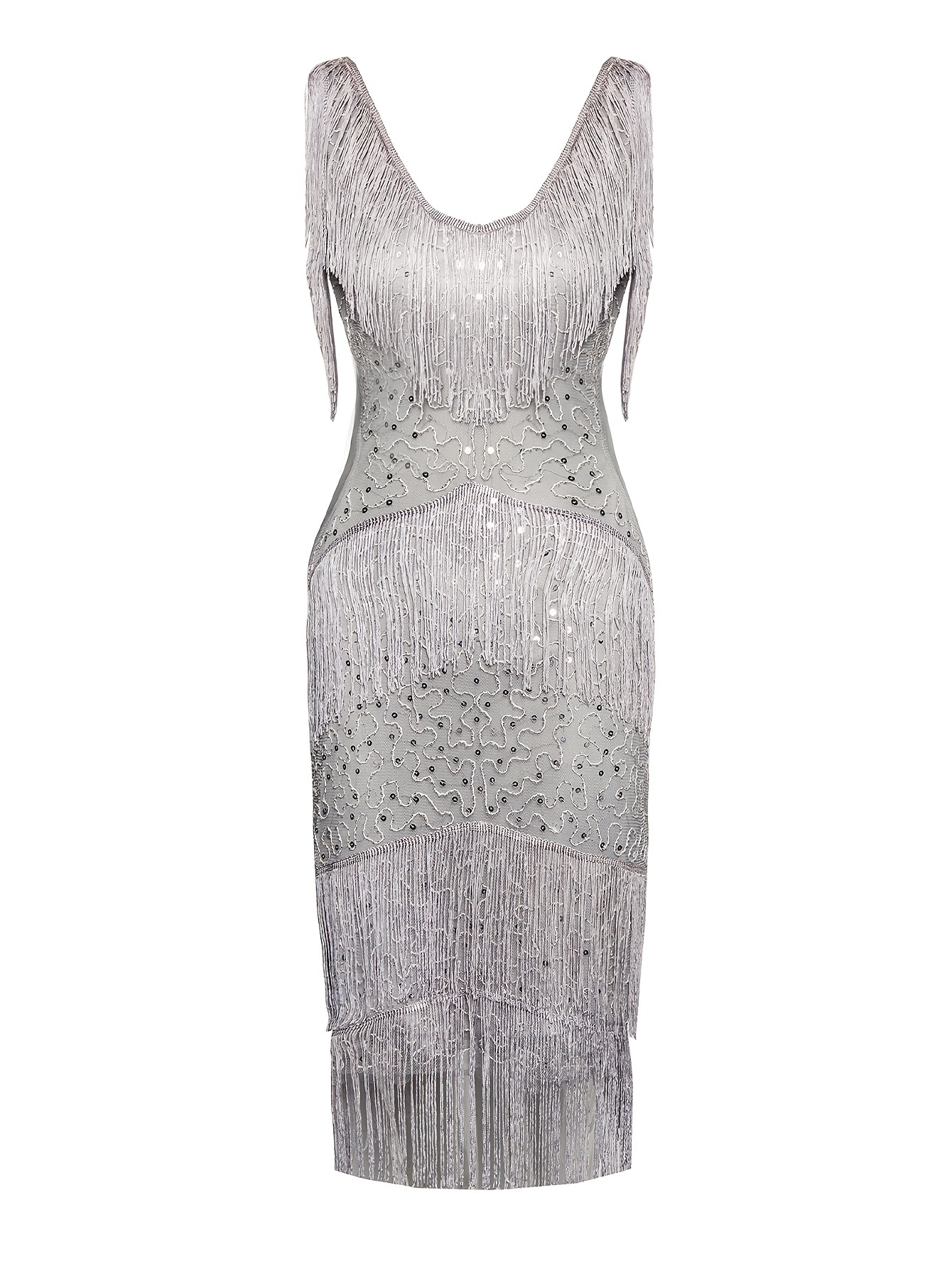 Summer New Women Vintage Dress V Neck Beaded Fringed Tassels Cocktail Prom Wedding Party 1920s 30S Flapper Dress Size XS-3XL - 200000345