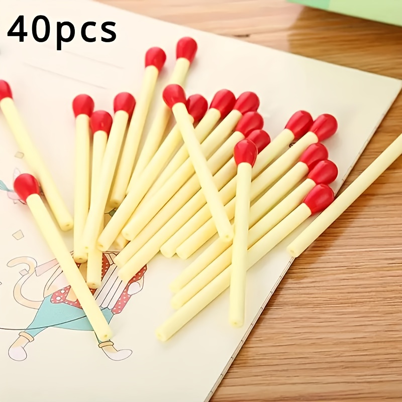 40pcs Portable Match-shaped Mini Ballpoint Pen - Creative Prize Graffiti Painting Pen, Stationery Beads, 0.7mm Blue Refill