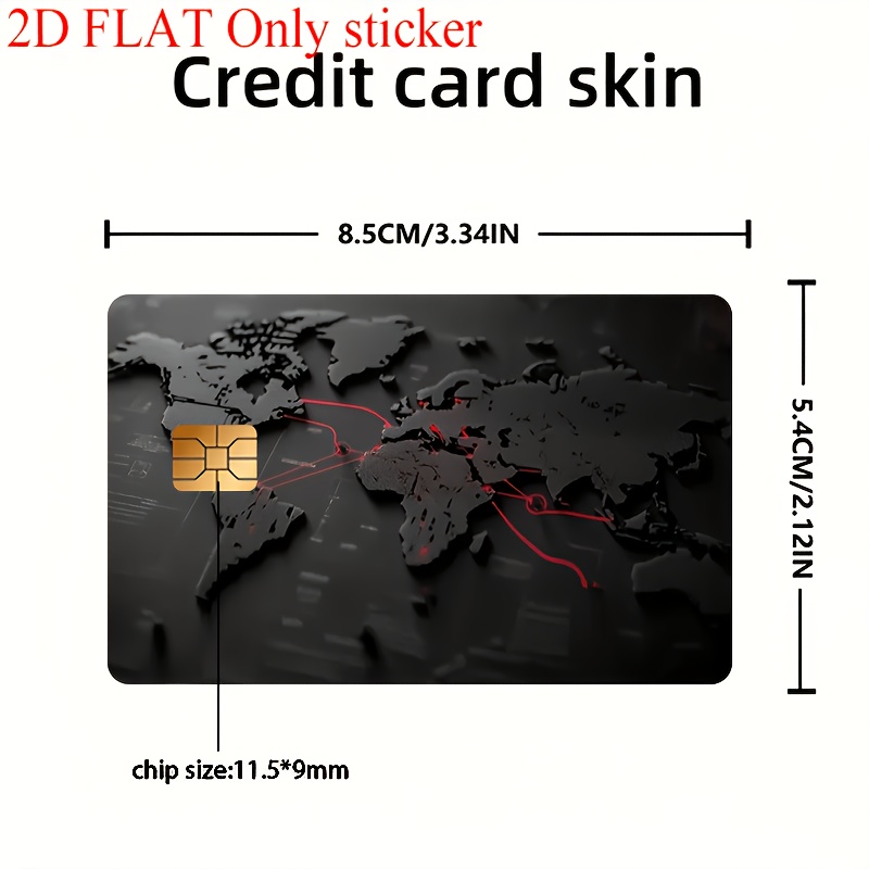 High-grade Black And Red World Map Pattern Credit Card Sticker Used For Ebt, Transportation, Keys, Credit Cards, Debit Cards, Card Skins, Protect Bank Cards, No Bubbles, Suitable For Small Chip Cards
