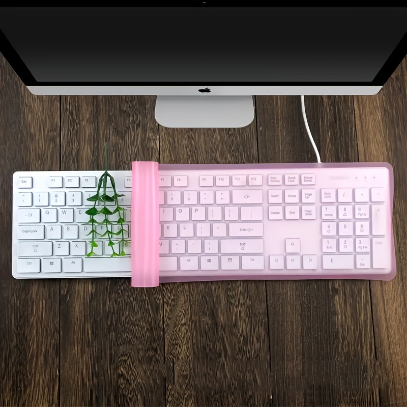 [2pcs Keyboard Protector] 2-Pack Silicone Keyboard Cover Protector, Waterproof and Dustproof, 445x140mm Transparent Film for Desktop Keyboards