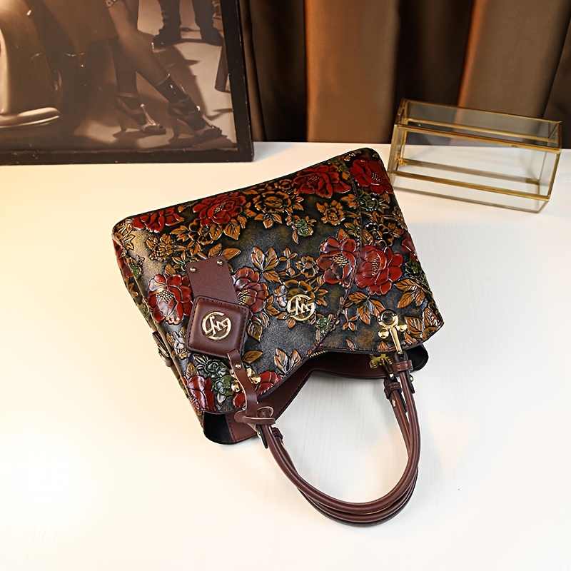 vintage floral pattern handbag with zipper closure elegant and stylish handbag for women Product details 6