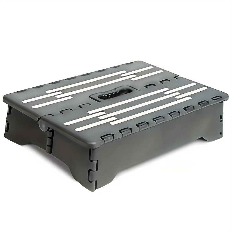   plastic portable folding step stool supports up to 300   features a non slip textured surface requires no assembly suitable for home use in kitchens bathrooms bedrooms and closets space saving design