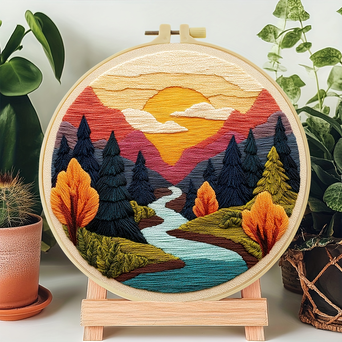 TEMU Embroidery Set, 20 X 20cm/7.9 X 7.9 Inches, , Diy Embroidery Set, Suitable For Adult Beginners, Contains Embroidered Cloth, Manuals, Embroidered