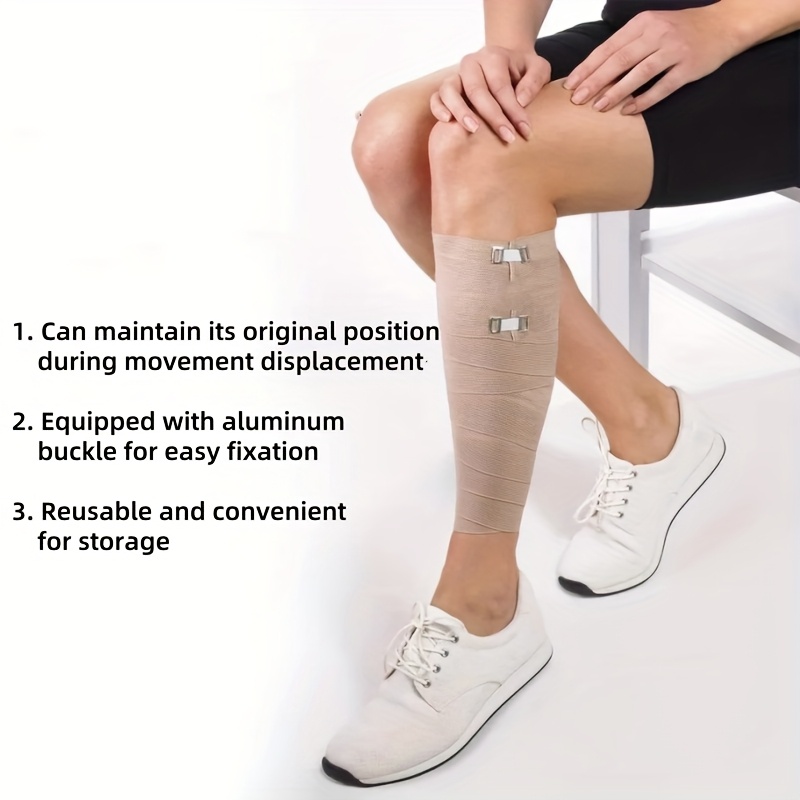 1 roll of sports elastic bandage, reusable multifunctional compression packaging, easy to use, equipped with hooks and buckles, latex free, can stretch up to 15 feet in length