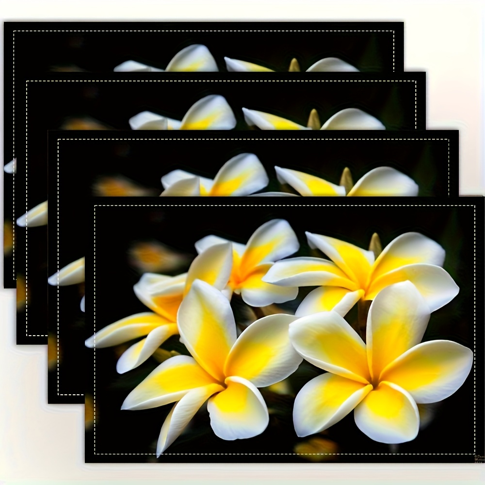 TEMU 4pcs Floral Pattern Placemats - Holiday Dining Mats, Festive Party Decorations, Birthday Parties, Home Decor, Kitchen Decor