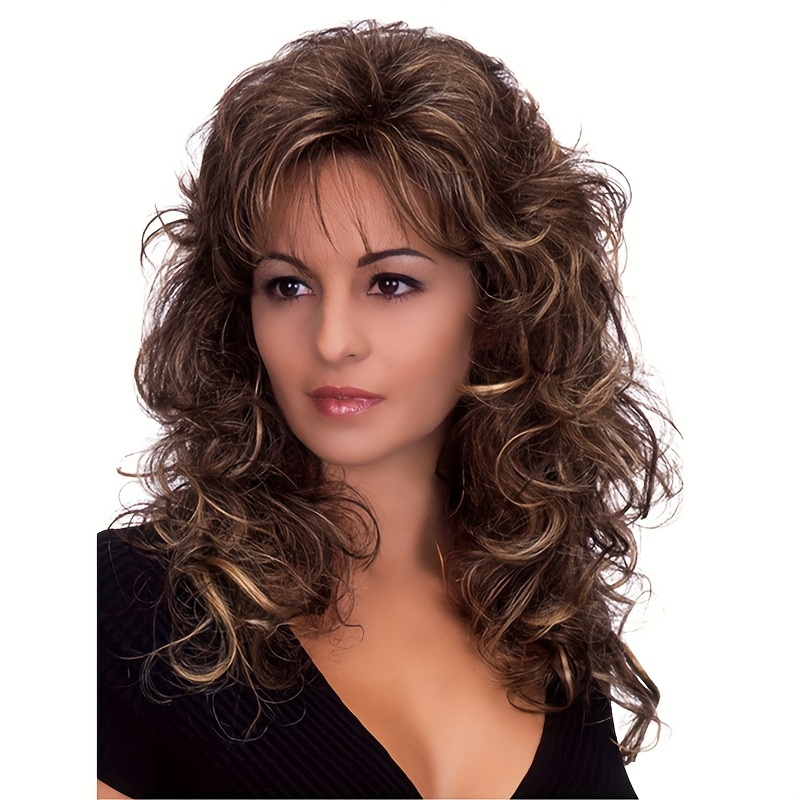 

Elegant Body Wave Synthetic Wig For Women - High Temperature Fiber, Rose Net Cap, Natural Density, Versatile For All - Long, Fluffy, Wavy Hairpiece With Side Bangs