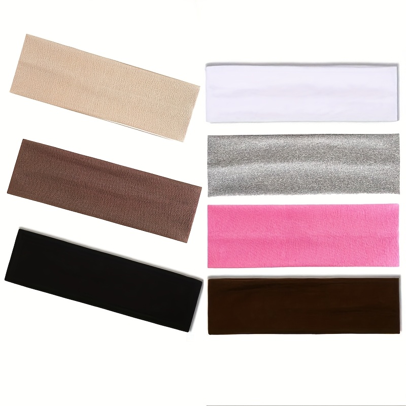 Image of 7pcs/set Women's Elastic Sports Headbands, Solid Color Yoga Workout Bands, Wide Non-slip Headbands, Moisture-wicking Hair Additions, Suitable For Sports And Fashion Daily Wear