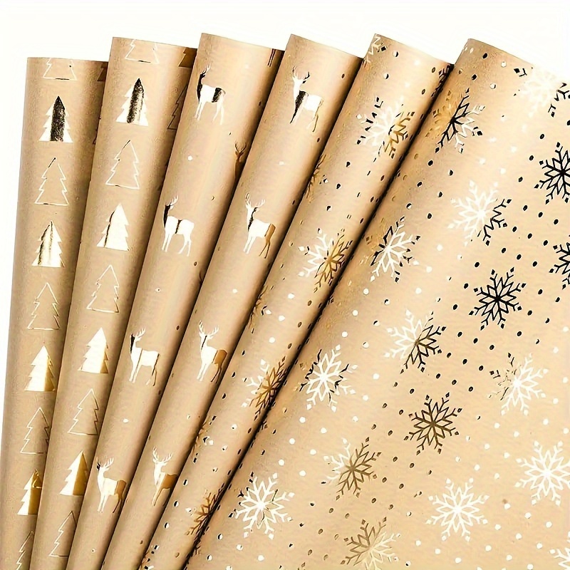 

6pcs Christmas Set - Elk And Pattern, 1 Roll , For Christmas