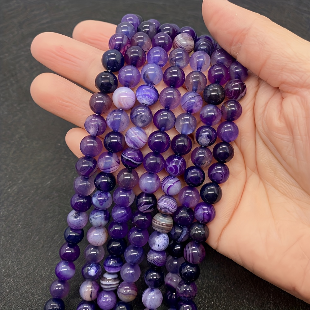 

[customer ] Purple Striped Stone Beads Round Loose Beads For Jewelry Making Diy Bracelet Necklace, Ideal Gift , Great For Creative Craft Projects (6/8/10mm)