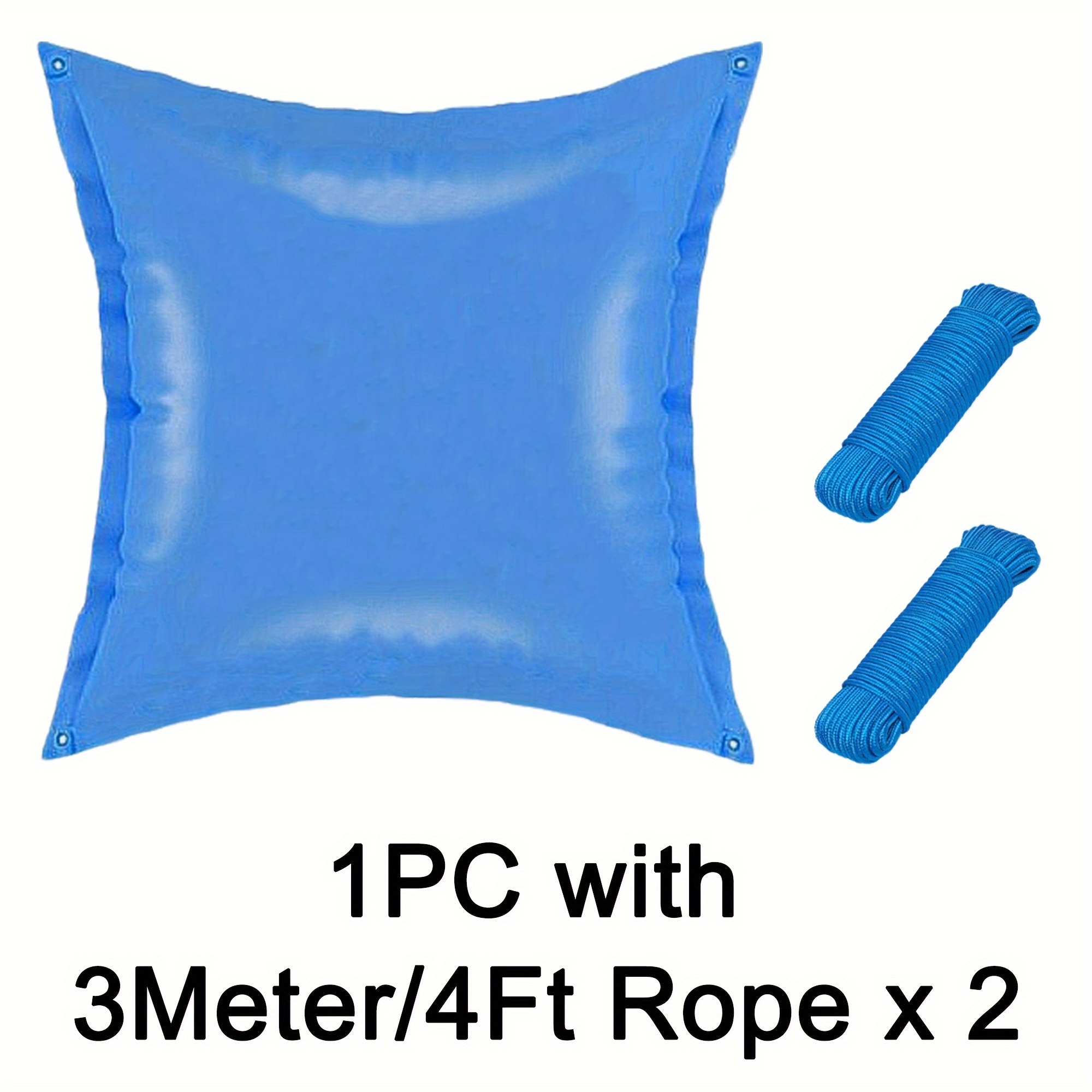 Image of 1-pack 4x4 Feet Heavy-duty Pillow For Above-ground Pools With 2x4 Feet Securing Ropes, Frost-resistant Pvc Air Cushion To Protect And Balance Swimming Pool Cover