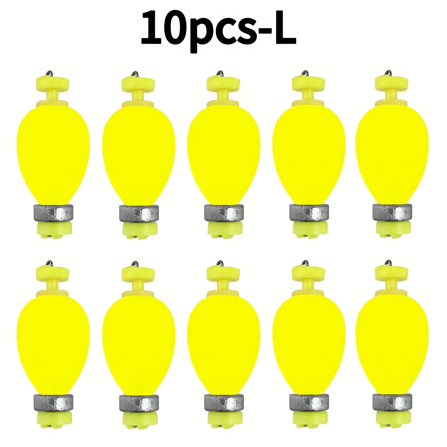 TEMU 10pcs Weighted Water-drop Fishing Floats – Durable Eva High-buoyancy Bobbers In 6 Colors – Available In 3 Sizes: S, M, L – Stable, Sensitive &