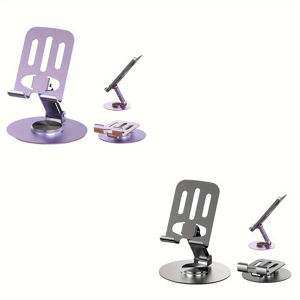 

2 Pcs Cell Phone Stand Multi- Adjustable 360° Non-slip Metal Phone Stand Compatible With Android Smartphone And Tablet