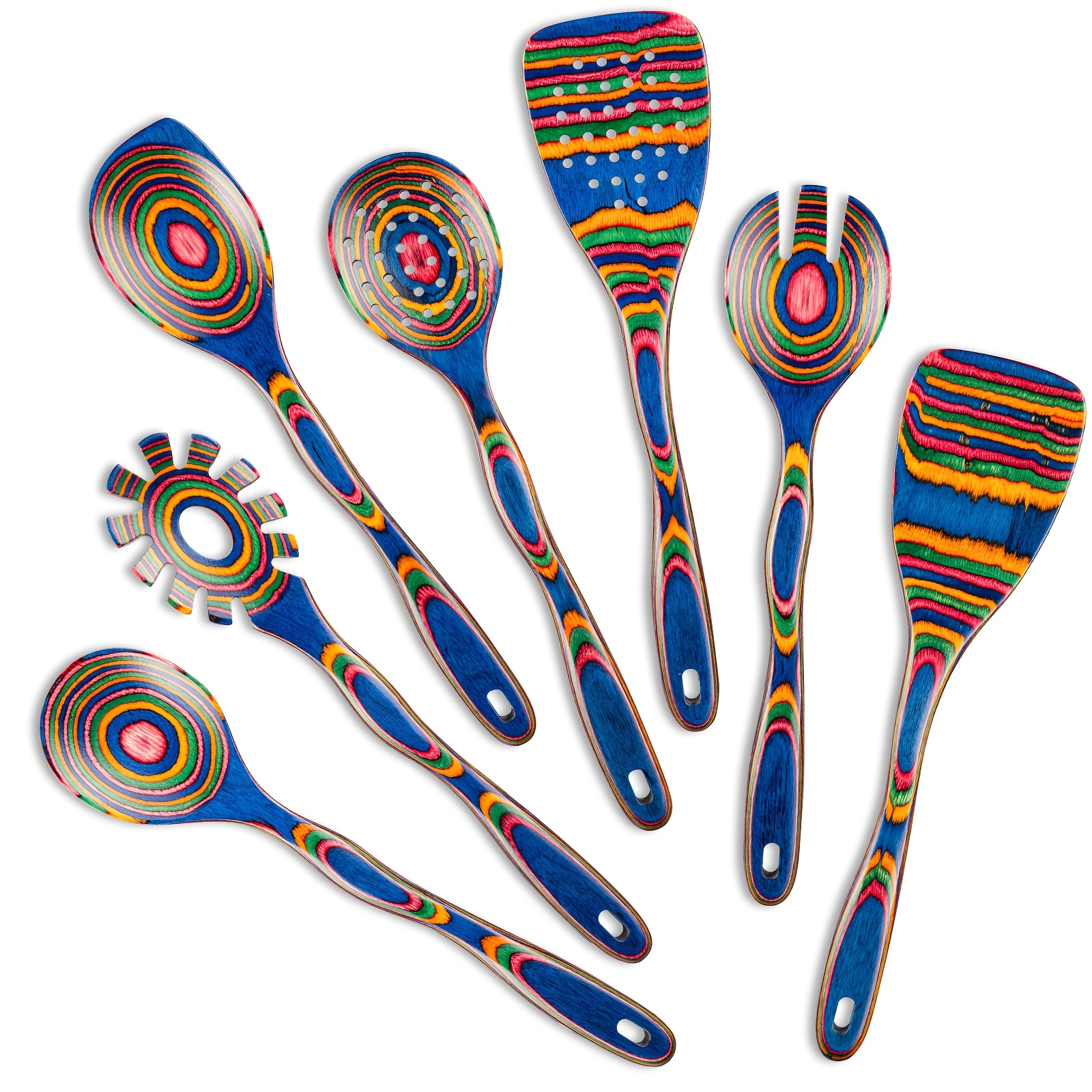 TEMU Set, Wooden Utensils For Cooking, Wosponfan Kitchen Utensils Set, Pakkawood Kitchen Cooking Utensils Set, Wood Serving Spatula Spoon, Outdoors &