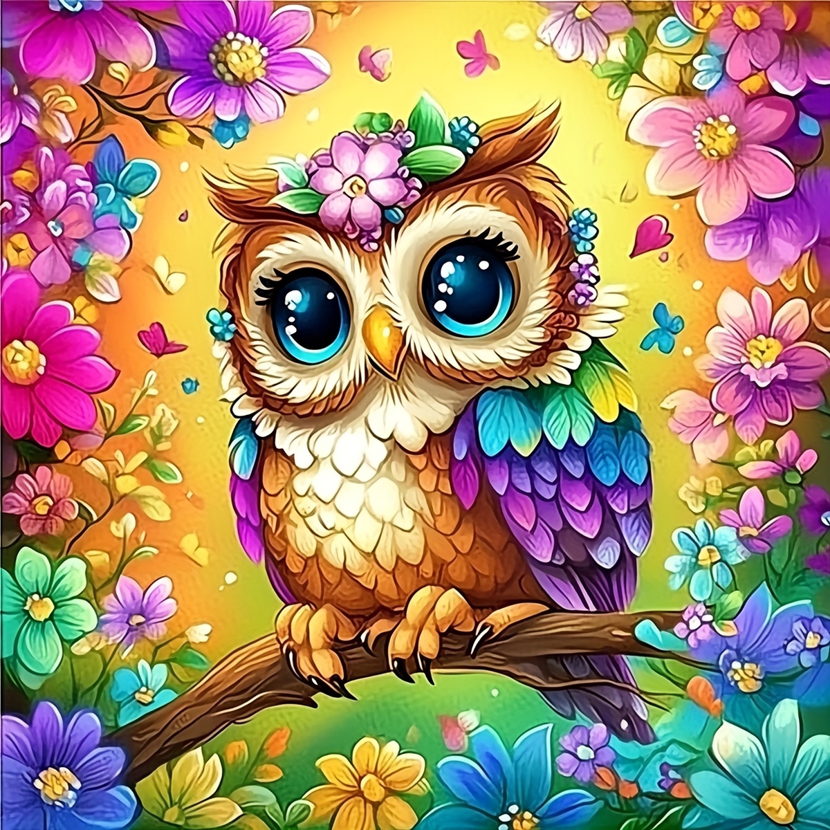 

Owl 5d Diy Kit - Round Art, For & , For & Decoration, 15.7x15.7