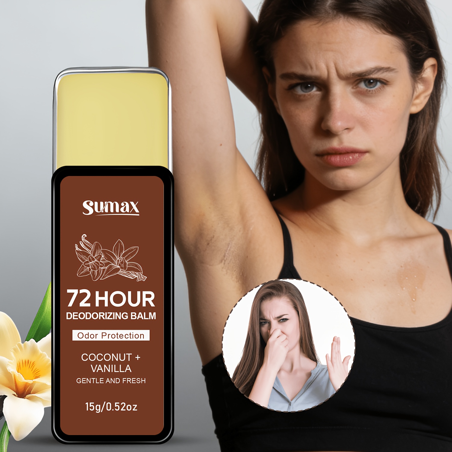 Image of Vanilla Coconut Body Deodorant Cream - , Quickly Masks Body And Sweat Odor, Moisturizes And Hydrates, Suitable For , And Ideal For Work, Dates, And Travel. Compact And Portable