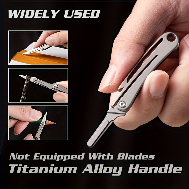 

Titanium Alloy Manual-retraction Utility Knife Handle - Edc Keychain Folding Art Knife, Diy Blade Installation, Ultra-light, Bladeless Handle Only